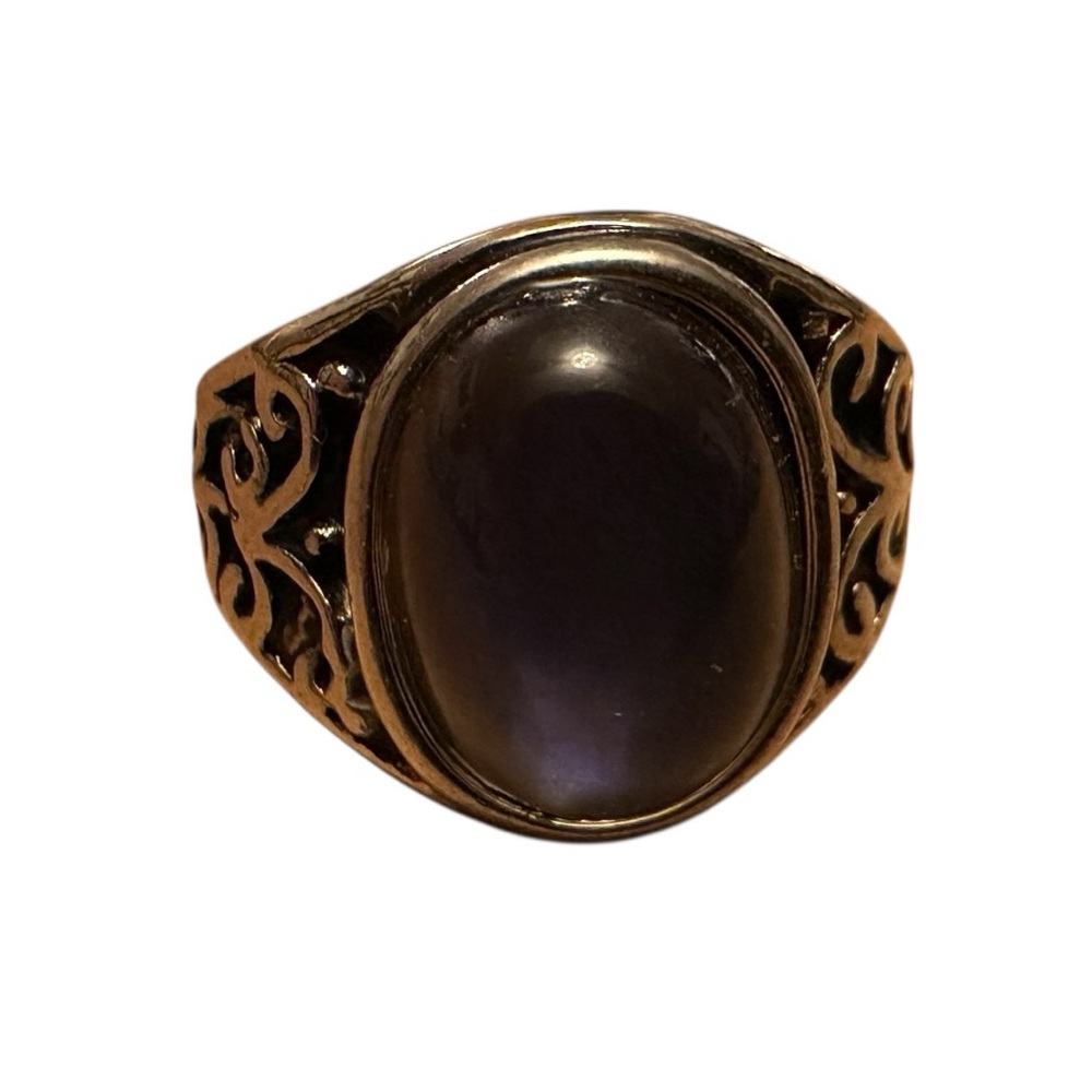 Mood Ring Stone Silver Tone Filigree Scroll Design - Picture 5 of 7